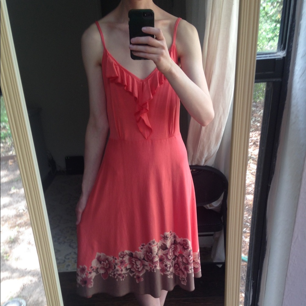 Patagonia Peach/Coral Floral Organic Cotton Dress